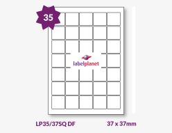 Matt White Freezer Labels For Laser Printers, 35 per sheet, 37 x 37mm, LP35/37SQ DF