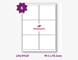 Matt White Freezer Labels For Laser Printers, 6 per sheet, 99.1 x 93.1mm, LP6/99 DF