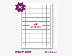 Matt White Freezer Labels For Laser Printers, 70 per sheet, 25 x 25mm, LP70/25SQ DF