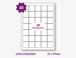 Matt White Removable Labels For Inkjet/Laser Printers, 35 per sheet, 37 x 37mm, LP35/37SQ REM