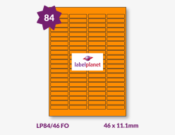 Orange Fluorescent Labels For Laser Labels, 84 per sheet, 46 x 11.1mm, LP84/46 FO