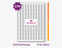 Orange Labels For Inkjet/Laser Labels, 270 per sheet, 17.8 x 10mm, LP270/18 Orange