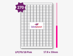 Pink Labels For Inkjet/Laser Printers, 270 per sheet, 17.8 x 10mm, LP270/18 Pink