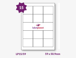 Rectangle Labels (Round Corners) For Inkjet/Laser Printers, 15 per sheet, 59 x 50.9mm, LP15/59