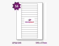 Rectangle Labels (Round Corners) For Inkjet/Laser Printers, 16 per sheet, 145 x 17mm, LP16/145