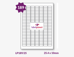 Rectangle Labels (Round Corners) For Inkjet/Laser Printers, 189 per sheet, 25.4 x 10mm, LP189/25