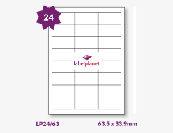 Rectangle Labels (Round Corners) For Inkjet/Laser Printers, 24 per sheet, 63.5 x 33.9mm, LP24/63