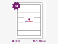 Rectangle Labels (Round Corners) For Inkjet/Laser Printers, 48 per sheet, 45.7 x 21.2mm, LP48/45