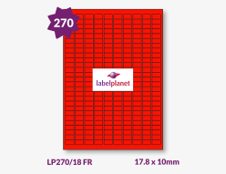 Red Fluorescent Labels For Laser Labels, 270 per sheet, 17.8 x 10mm, LP270/18 FR
