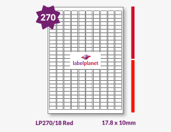 Red Labels For Inkjet/Laser Labels, 270 per sheet, 17.8 x 10mm, LP270/18 Red
