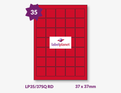 Red Labels For Inkjet/Laser Labels, 35 per sheet, 37 x 37mm, LP35/37SQ RD