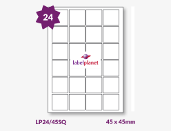 Square Labels For Inkjet/Laser Printers, 24 per sheet, 45 x 45mm, LP24/45SQ