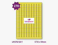 Yellow Labels For Inkjet/Laser Printers, 270 per sheet, 17.8 x 10mm, LP270/18 Y