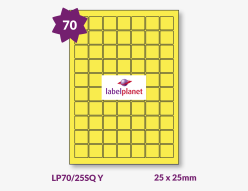 Yellow Labels For Inkjet/Laser Printers, 70 per sheet, 25 x 25mm, LP70/25SQ Y