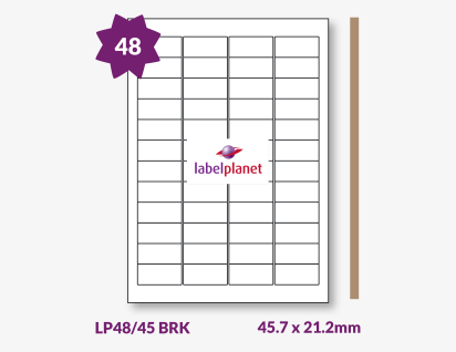 Brown Ribbed Kraft Labels For Inkjet/Laser Printers, 48 per sheet, 45.7 x 21.2mm, LP48/45 BRK