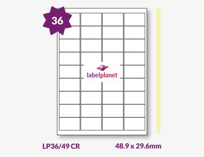 Butter Cream Labels For Inkjet/Laser Printers, 36 per sheet, 48.9 x 29.6mm, LP36/49 CR