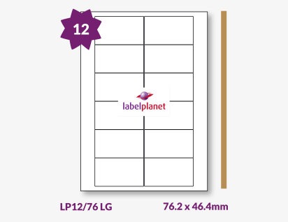 Luxury Gold Labels For Laser Printers, 12 per sheet, 76.2 x 46.4mm, LP12/76 LG