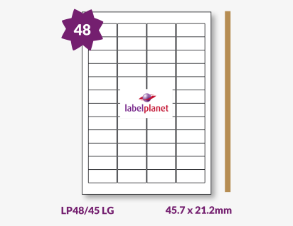 Luxury Gold Labels For Laser Printers, 48 per sheet, 45.7 x 21.2mm, LP48/45 LG