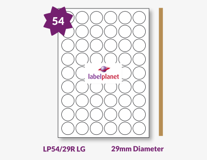 Luxury Gold Labels For Laser Printers, 54 per sheet, 29mm diameter, LP54/29R LG