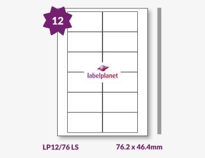 Luxury Silver Labels For Laser Printers, 12 per sheet, 76.2 x 46.4mm, LP12/76 LS