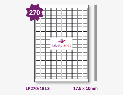 Luxury Silver Labels For Laser Printers, 270 per sheet, 17.8 x 10mm, LP270/18 LS