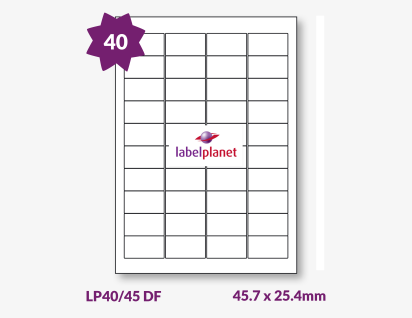Matt White Freezer Labels For Laser Printers, 40 per sheet, 45.7 x 25.4mm, LP40/45 DF