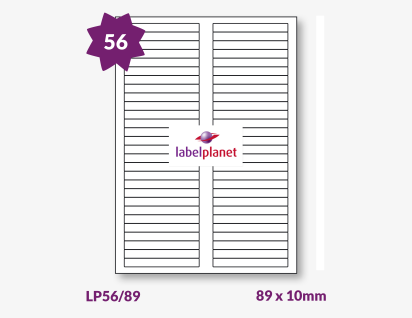 Rectangle Labels (Round Corners) For Inkjet/Laser Printers, 56 per sheet, 89 x 10mm, LP56/89
