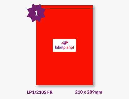 Red Fluorescent Labels For Laser Labels, 1 per sheet, 210 x 289mm, LP1/210S FR