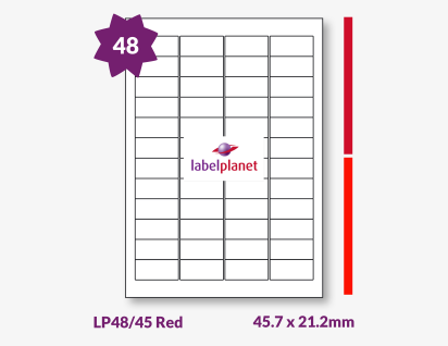 Red Labels For Inkjet/Laser Labels, 48 per sheet, 45.7 x 21.2mm, LP48/45 Red