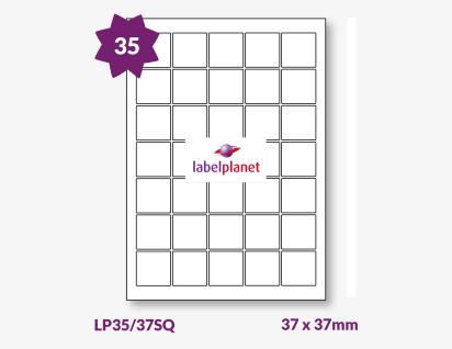 Square Labels For Inkjet/Laser Printers, 35 per sheet, 37 x 37mm, LP35/37SQ