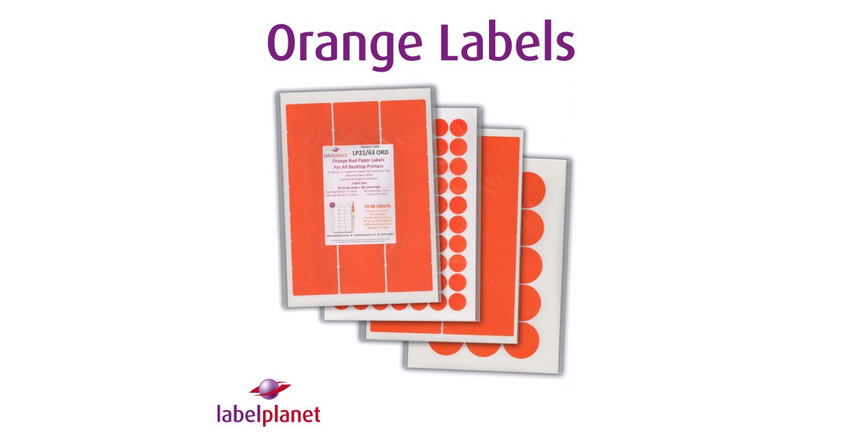 Blank Fluorescent Square Label - 2, Fluorescent Orange Paper, 500