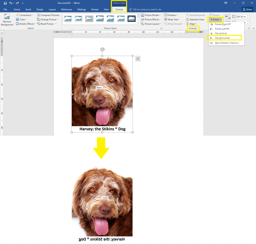 How to flip images in Word