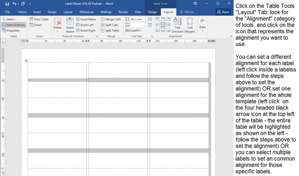 Set an overall alignment for your template design