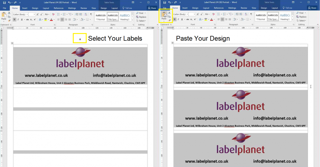 How to copy and paste designs in templates with no gaps