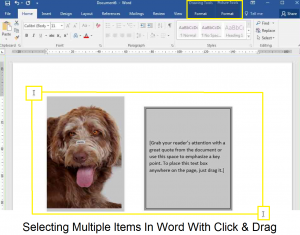 Selecting multiple items in Word with click and drag