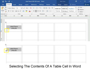 Selecting the contents of a table cell in Word