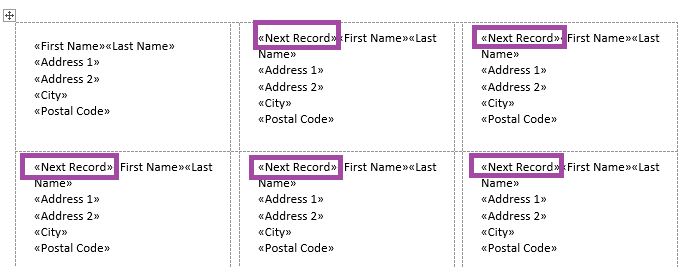 Label Template - Next Record Rule In Mail Merge