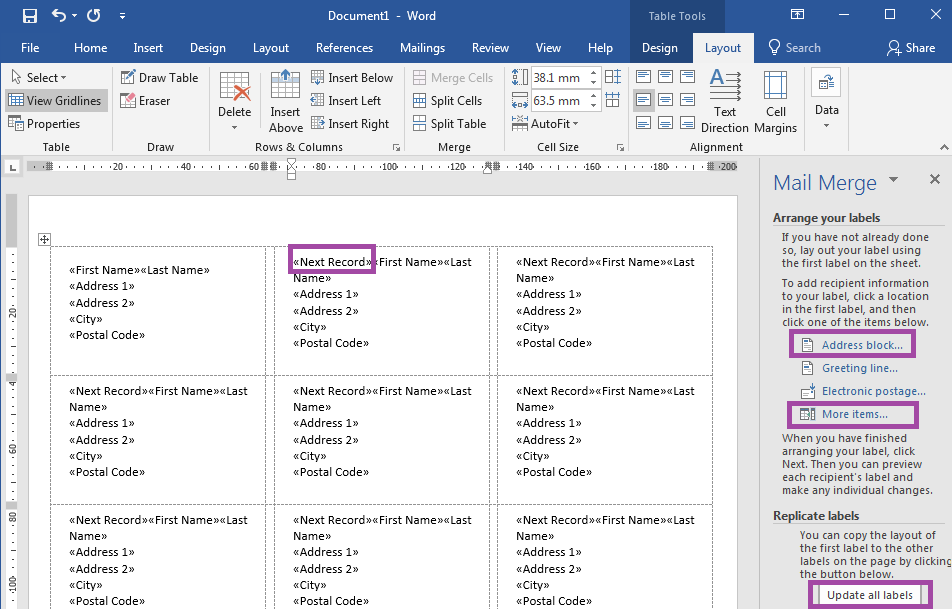 How To Arrange Your Labels In Word's Mail Merge