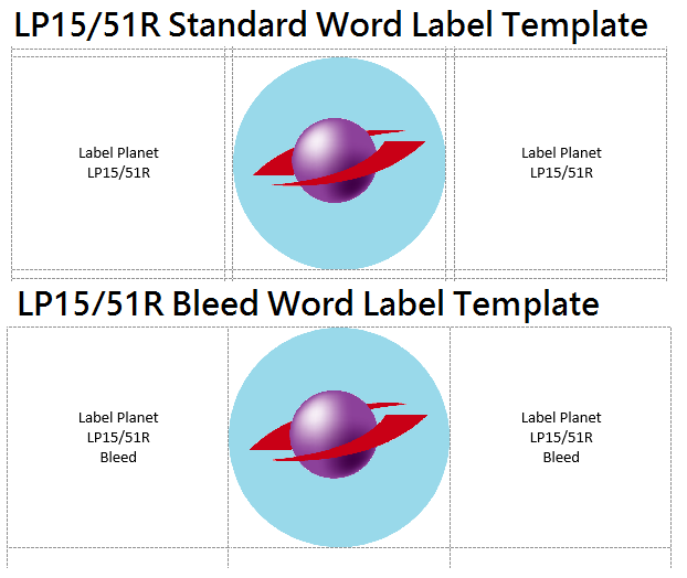 The difference between standard and bleed label templates in Word