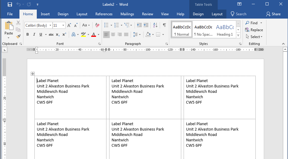 Format your address in Word's Create Labels tool