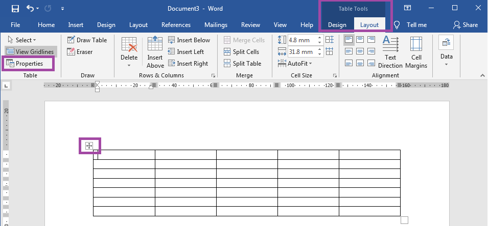 How to edit a table in a Word label template