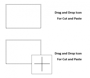 Drag and drop icon for cut and paste