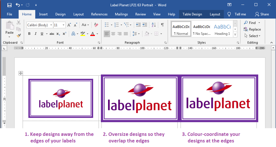 How to add designs that sit at the edges of your labels