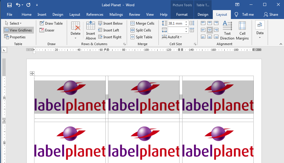 How to select rows in Word label templates