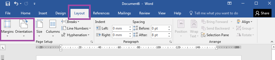 How to set up page orientation and page margins for label templates in Word