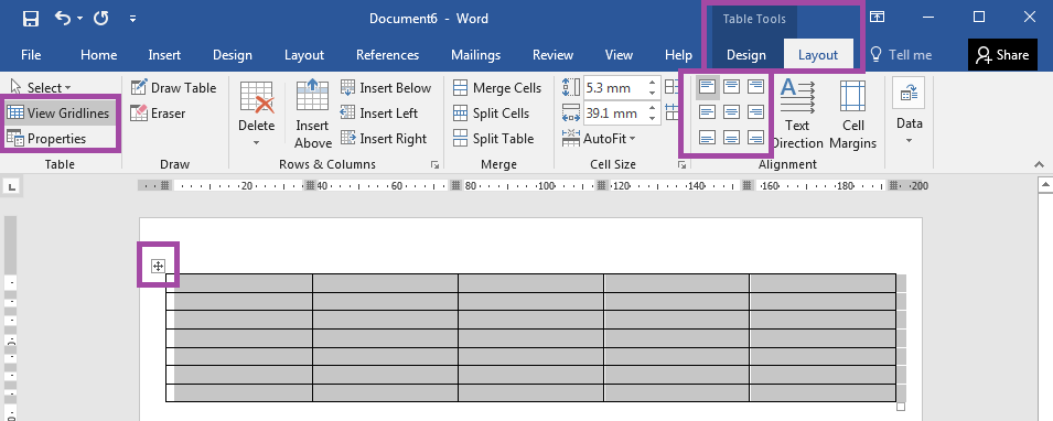 How to format a table using Table Tools in Word