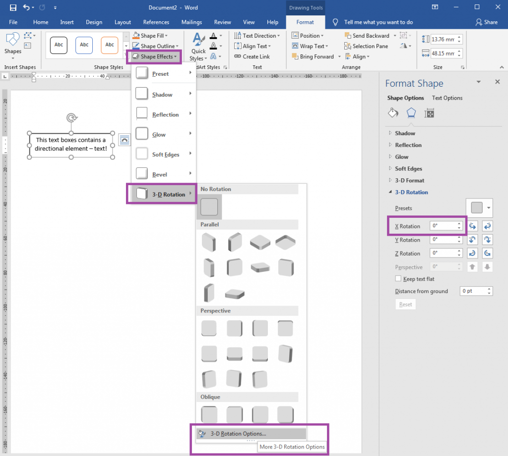 How to reverse text boxes and WordArt in Word mirrored label templates