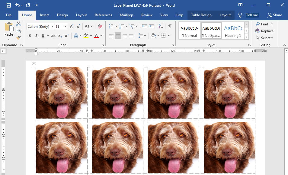 Working with images in Word label templates