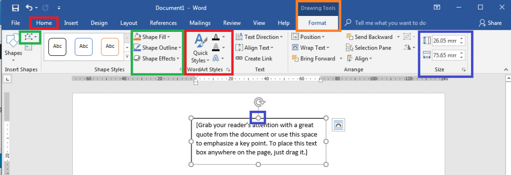 How to format a text box in a Word label template