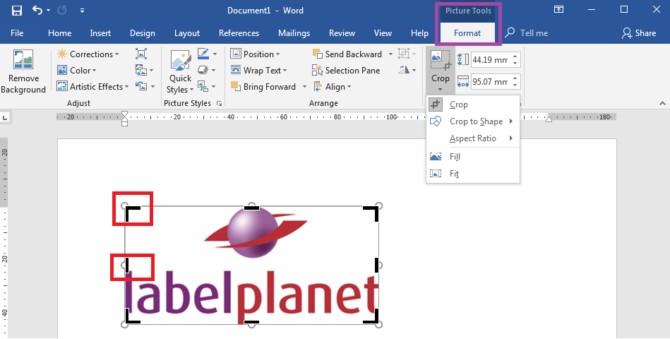 How to format images in Word label templates - Crop Images